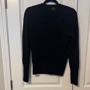 J. Crew Black Cashmere V-Neck Sweater